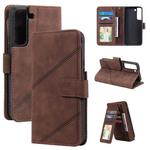 For Samsung Galaxy S22+ 5G Skin Feel Card Slot Leather Phone Case(Brown)