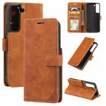 For Samsung Galaxy S22 5G Skin Feel Anti-theft Brush Leather Phone Case(Brown)