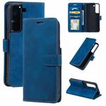 For Samsung Galaxy S22 5G Skin Feel Anti-theft Brush Leather Phone Case(Blue)