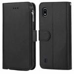 For Samsung Galaxy A10 Microfiber Zipper Horizontal Flip Leather Case(Black)