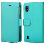 For Samsung Galaxy A10 Microfiber Zipper Horizontal Flip Leather Case(Green)