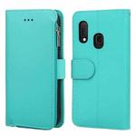 For Samsung Galaxy A40 Microfiber Zipper Horizontal Flip Leather Case(Green)