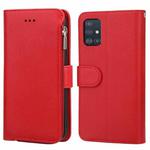 For Samsung Galaxy A51 Microfiber Zipper Horizontal Flip Leather Case(Red)