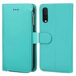 For Samsung Galaxy A70 Microfiber Zipper Horizontal Flip Leather Case(Green)