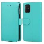 For Samsung Galaxy A71 Microfiber Zipper Horizontal Flip Leather Case(Green)