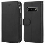 For Samsung Galaxy S10 Microfiber Zipper Horizontal Flip Leather Case(Black)