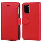 For Samsung Galaxy S20 Microfiber Zipper Horizontal Flip Leather Case(Red)