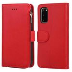 For Samsung Galaxy S20+ Microfiber Zipper Horizontal Flip Leather Case(Red)