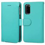 For Samsung Galaxy S20+ Microfiber Zipper Horizontal Flip Leather Case(Green)