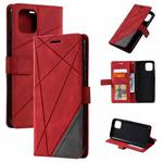 For Samsung Galaxy A03 166mm Skin Feel Splicing Leather Phone Case(Red)