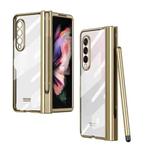 For Samsung Galaxy Z Fold3 5G Electroplating Hinge Phone Case with Stylus(Gold)