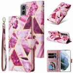 For Samsung Galaxy S22 5G Marble Bronzing Stitching Leather Phone Case(Purple)