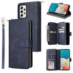 For Samsung Galaxy A53 5G 9 Card Slots Zipper Wallet Bag Leather Phone Case(Blue)