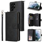 For Samsung Galaxy S22 Ultra 5G 9 Card Slots Zipper Wallet Bag Leather Phone Case(Black)