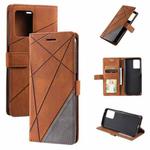 For OPPO Realme 9 Pro+ Skin Feel Splicing Leather Phone Case(Brown)
