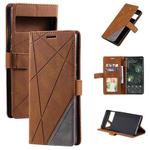 For Google Pixel 6 Skin Feel Splicing Leather Phone Case(Brown)