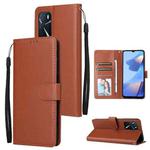 For OPPO A16 3 Card Slots Multifunctional Leather Phone Case(Brown)