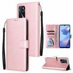 For OPPO A16 3 Card Slots Multifunctional Leather Phone Case(Rose Gold)