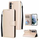 For Samsung Galaxy S22 5G 3 Card Slots Multifunctional Leather Phone Case(Gold)