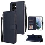 For Samsung Galaxy S22 Ultra 5G 3 Card Slots Multifunctional Leather Phone Case(Navy Blue)