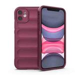 For iPhone 11 Magic Shield TPU + Flannel Phone Case (Wine Red)