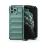 For iPhone 11 Pro Max Magic Shield TPU + Flannel Phone Case (Dark Green)