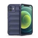 For iPhone 12 Magic Shield TPU + Flannel Phone Case(Dark Blue)