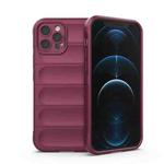 For iPhone 12 Pro Magic Shield TPU + Flannel Phone Case(Wine Red)