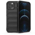 For iPhone 12 Pro Max Magic Shield TPU + Flannel Phone Case(Black)