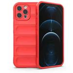 For iPhone 12 Pro Max Magic Shield TPU + Flannel Phone Case(Red)