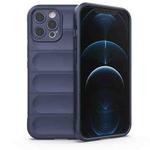 For iPhone 12 Pro Max Magic Shield TPU + Flannel Phone Case(Dark Blue)