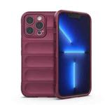 For iPhone 13 Pro Magic Shield TPU + Flannel Phone Case (Wine Red)