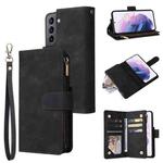 For Samsung Galaxy S22+ 5G Multifunctional Frosted Zipper Wallet Leather Phone Case(Black)