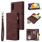 For Samsung Galaxy A13 5G Multifunctional Frosted Zipper Wallet Leather Phone Case(Coffee)