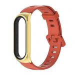 For Xiaomi Mi Band 6 / 5 / 4 / 3 Mijobs Flat Hole Silicone Watch Band, Style:CS Case(Orange+Gold)