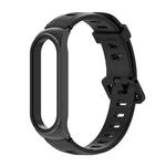 For Xiaomi Mi Band 6 / 5 / 4 / 3 Mijobs Flat Hole Silicone Watch Band, Style:CS Case(Black+Black)