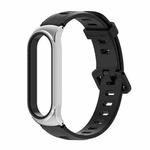 For Xiaomi Mi Band 6 / 5 / 4 / 3 Mijobs Flat Hole Silicone Watch Band, Style:CS Case(Black+Silver)
