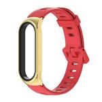 For Xiaomi Mi Band 6 / 5 / 4 / 3 Mijobs Flat Hole Silicone Watch Band, Style:CS Case(Red+Gold)