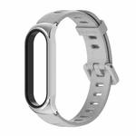For Xiaomi Mi Band 6 / 5 / 4 / 3 Mijobs Flat Hole Silicone Watch Band, Style:CS Case(Grey+Silver)