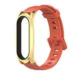 For Xiaomi Mi Band 6 / 5 / 4 / 3 Mijobs Flat Hole Silicone Watch Band, Style:GT Case(Orange+Gold)