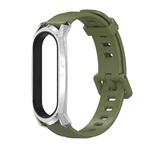 For Xiaomi Mi Band 6 / 5 / 4 / 3 Mijobs Flat Hole Silicone Watch Band, Style:GT Case(Army Green+Silver)