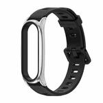 For Xiaomi Mi Band 6 / 5 / 4 / 3 Mijobs Flat Hole Silicone Watch Band, Style:Plus Case(Black+Silver)