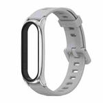 For Xiaomi Mi Band 6 / 5 / 4 / 3 Mijobs Flat Hole Silicone Watch Band, Style:Plus Case(Grey+Silver)
