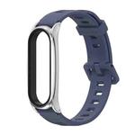 For Xiaomi Mi Band 6 / 5 / 4 / 3 Mijobs Flat Hole Silicone Watch Band, Style:Plus Case(Midnight Blue+Silver)