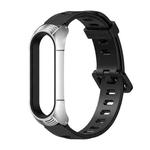 For Xiaomi Mi Band 6 / 5 / 4 / 3 Mijobs Flat Hole Silicone Watch Band, Style:TF Case(Black+Silver)