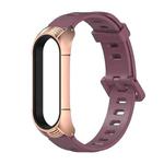 For Xiaomi Mi Band 6 / 5 / 4 / 3 Mijobs Flat Hole Silicone Watch Band, Style:TF Case(Wine Red+Rose Gold)