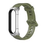 For Xiaomi Mi Band 6 / 5 / 4 / 3 Mijobs Flat Hole Silicone Watch Band, Style:TF Case(Army Green+Silver)