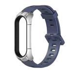 For Xiaomi Mi Band 6 / 5 / 4 / 3 Mijobs Flat Hole Silicone Watch Band, Style:TF Case(Midnight Blue+Silver)