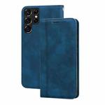 For Samsung Galaxy S22 Ultra 5G Frosted Business Magnetic Flip Leather Phone Case(Blue)