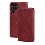 For Samsung Galaxy S22 Ultra 5G Frosted Business Magnetic Flip Leather Phone Case(Brown)